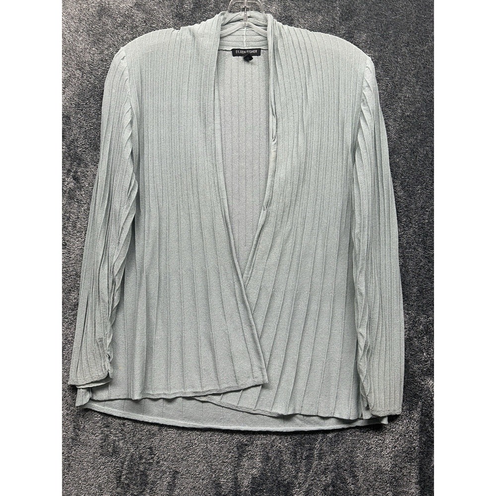 Eileen Fisher Womens Size S Green Long Sleeve Viscose Blend Cardigan Top (U5)